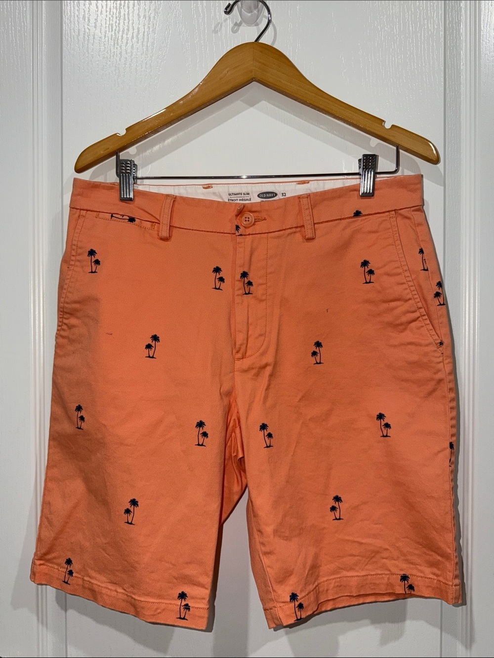 Old Navy Orange Palm Tree Embroidered Chino Shorts men’s size 32” casual